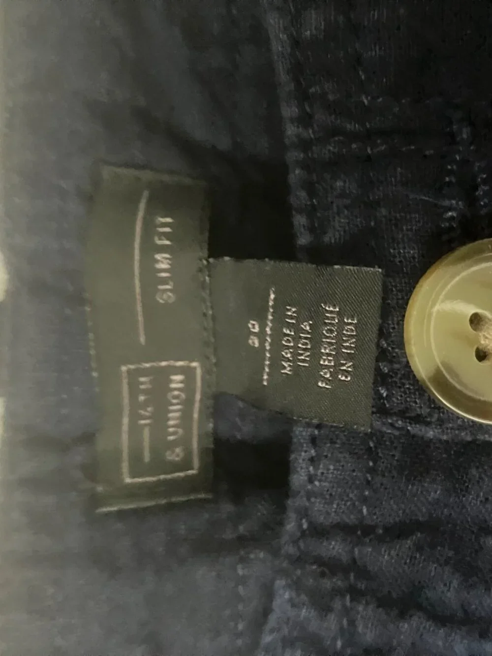 14th & Union Linen 8in Shorts - Slim Fit Men's Size 30 - Navy & Tan